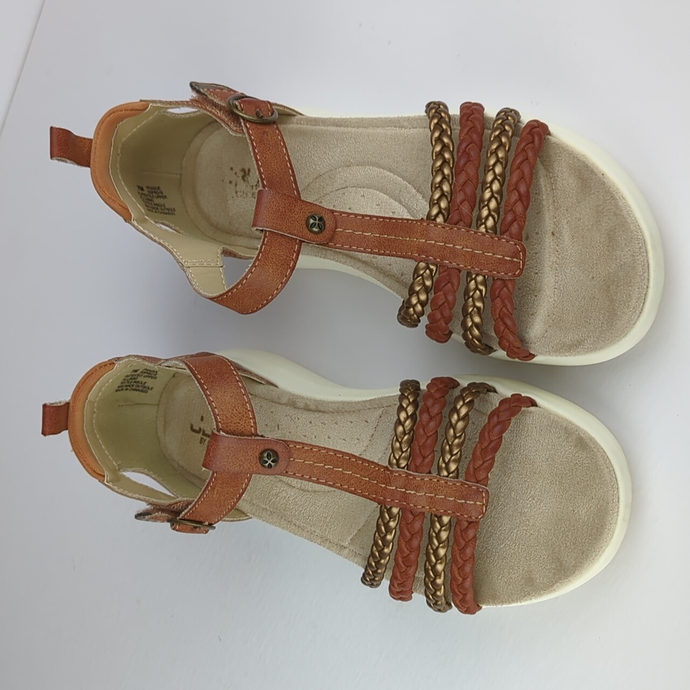 JBU Women's Prague T-Strap Sport Sandals Brown Bronze